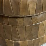 Pouf / coffre en patchwork de cuir kaki style De Sede