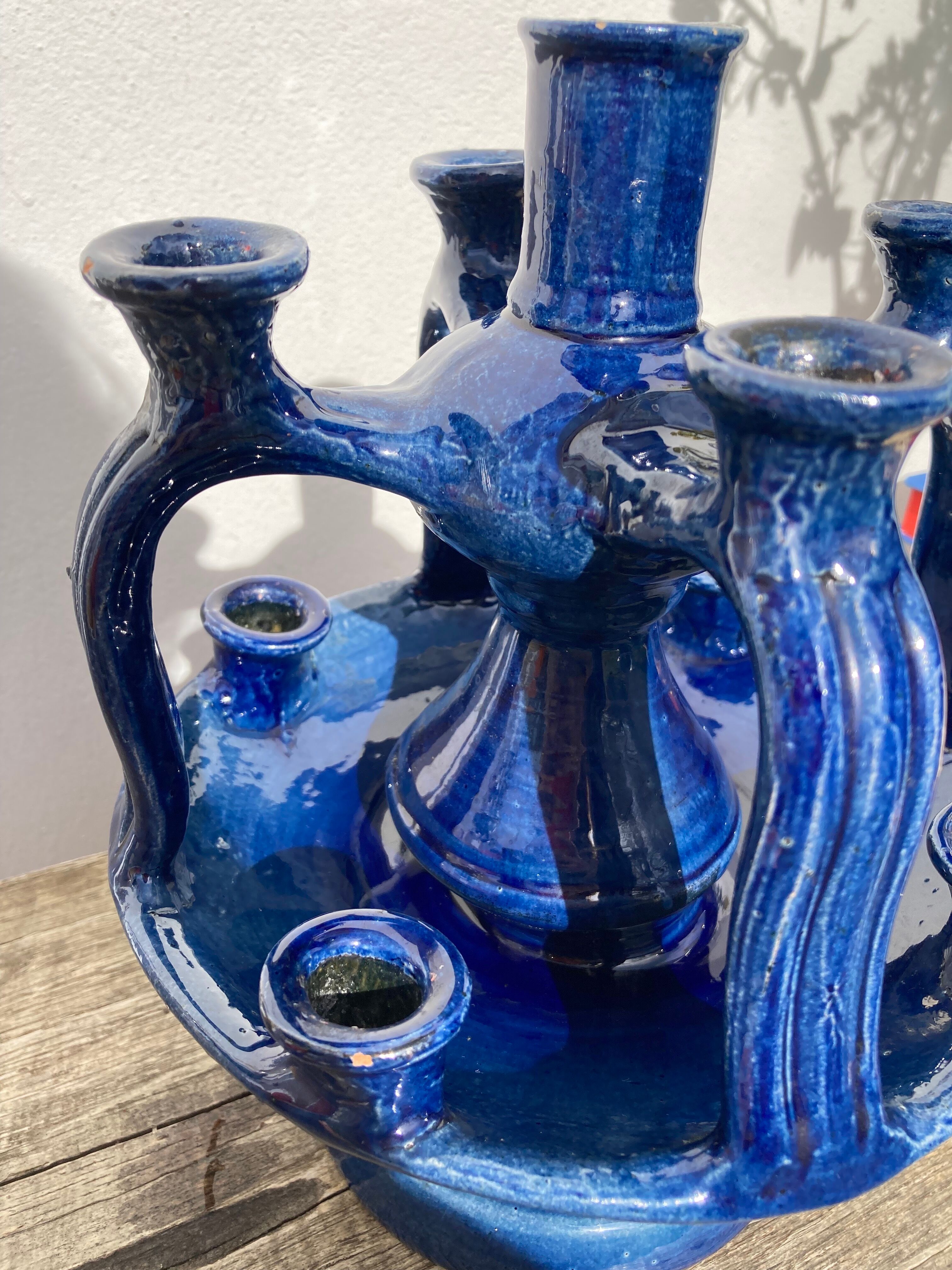 Candlestick in blue Tamegroute