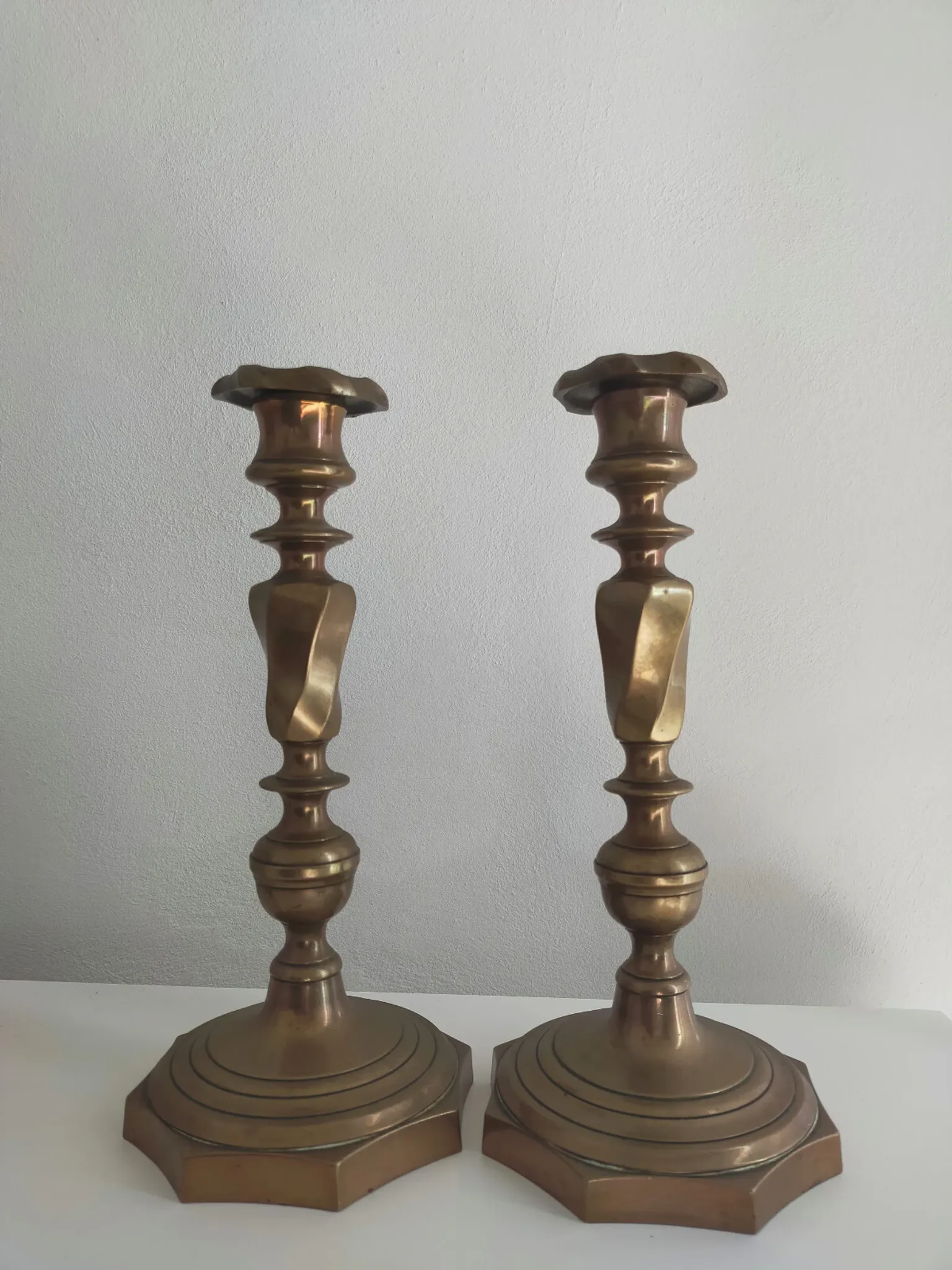 Pair of bronze candlestick holders from the 19th century