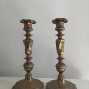 Pair of bronze candlestick holders from the 19th century