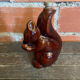 Vintage Brown Glazed Stoneware Squirrel-Shaped Bottle + Cork