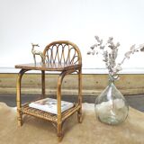 Vintage rattan bedside table 60s
