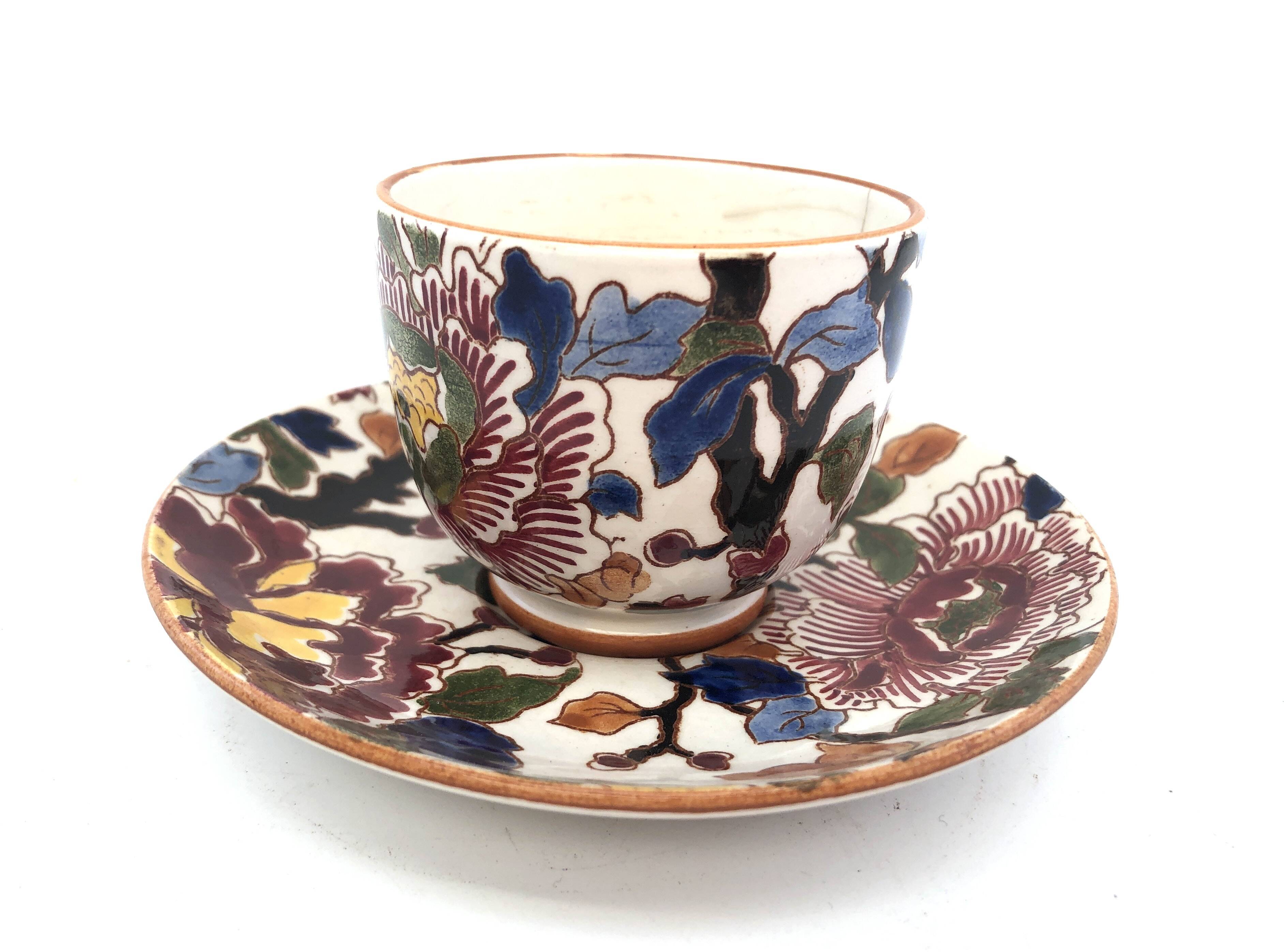 Gien peony coffee cup