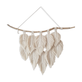 Macramé tenture murale plumes
