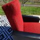 Vintage pair of red and black armchairs