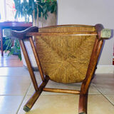 Louis Philippe straw chair from the 19th century in solid walnut, dowelled.