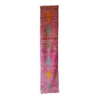 Boujad. tapis de couloir rose, 74 x 354 cm
