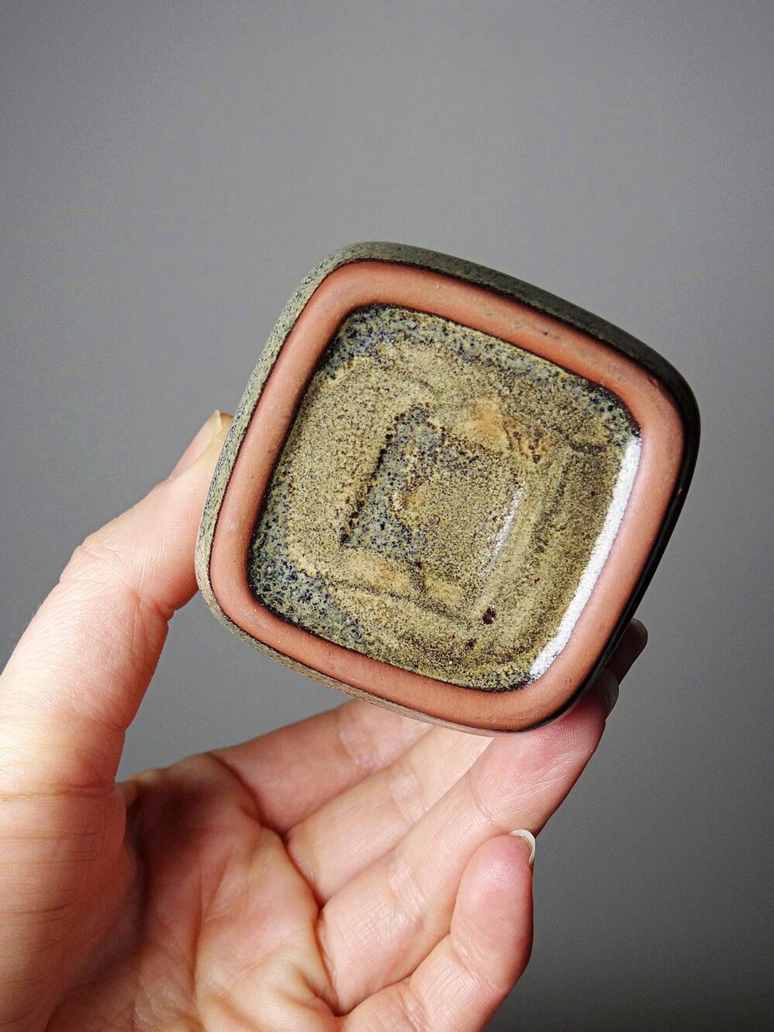 Service à thé chinois en terre cuite émaillée, théière et 4 tasses, années 1980