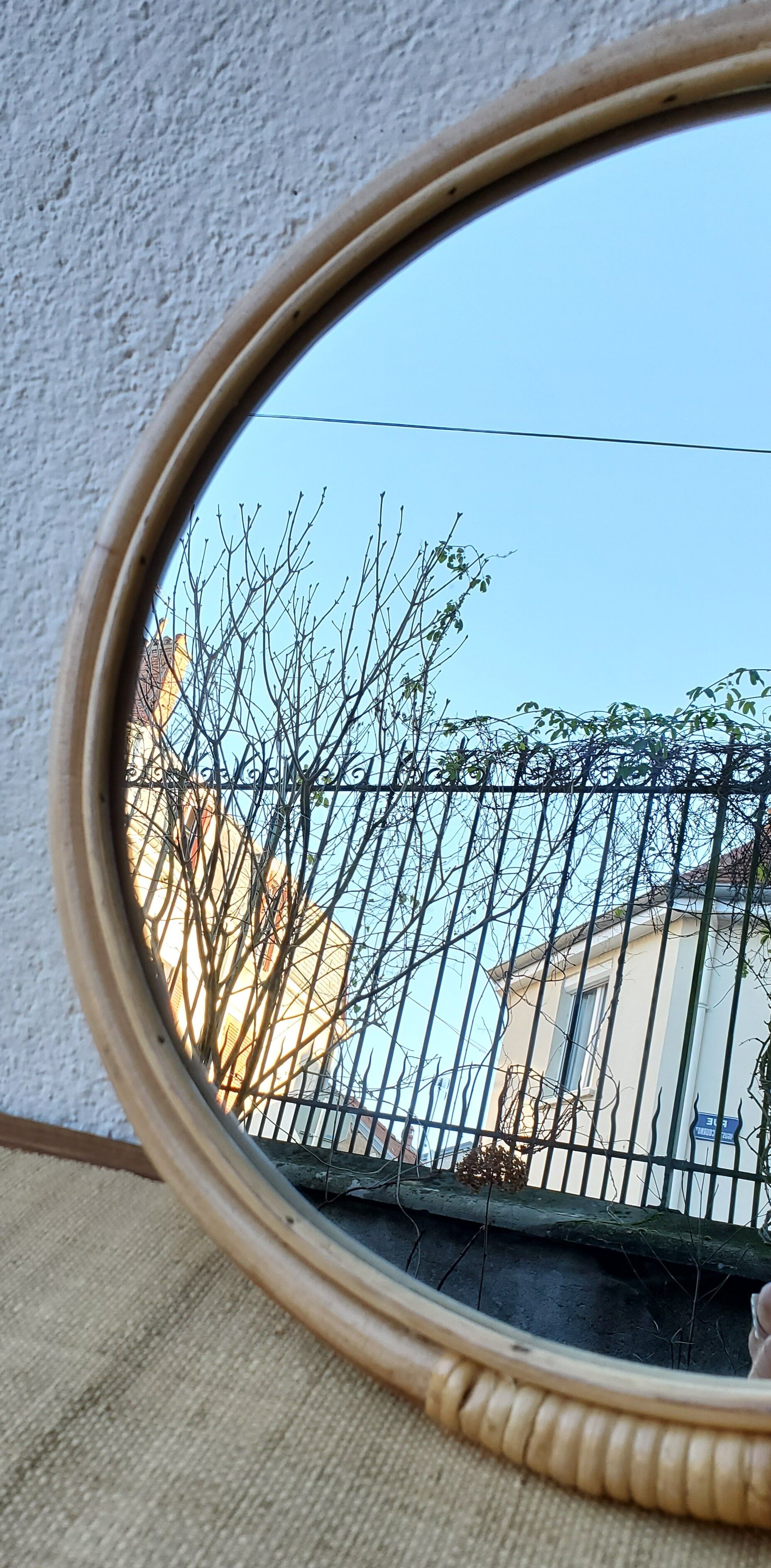 60 rattan mirror