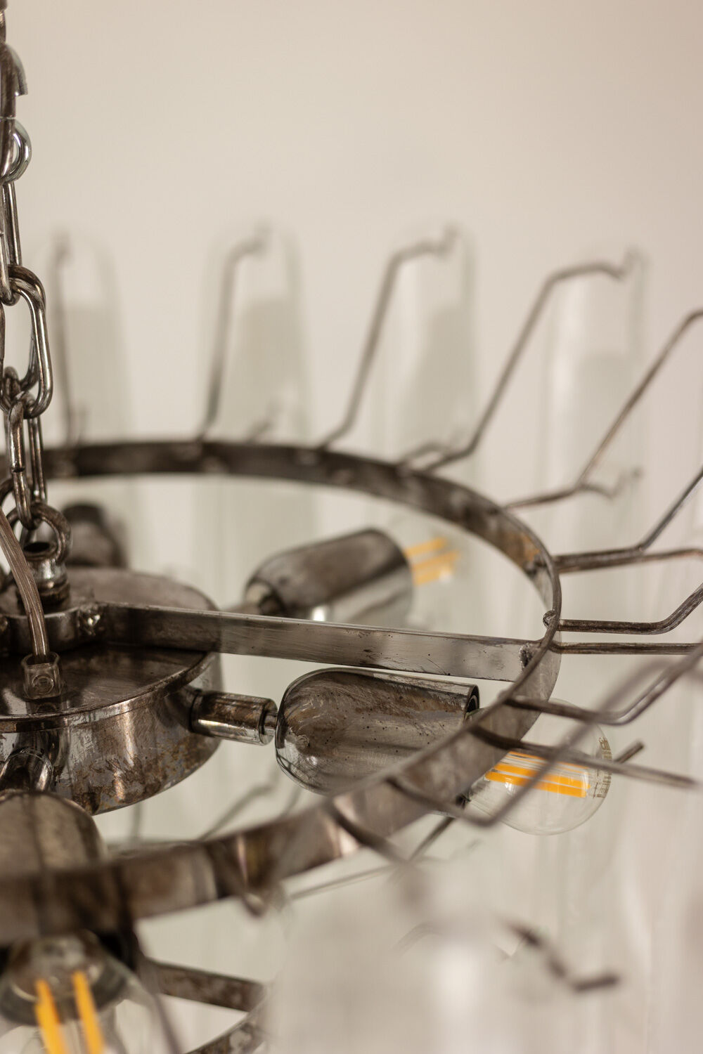 Murano glass chandelier in white and translucent glass