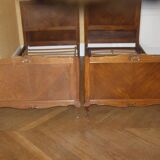 2 twin beds in solid wood in 90 with their slatted box spring