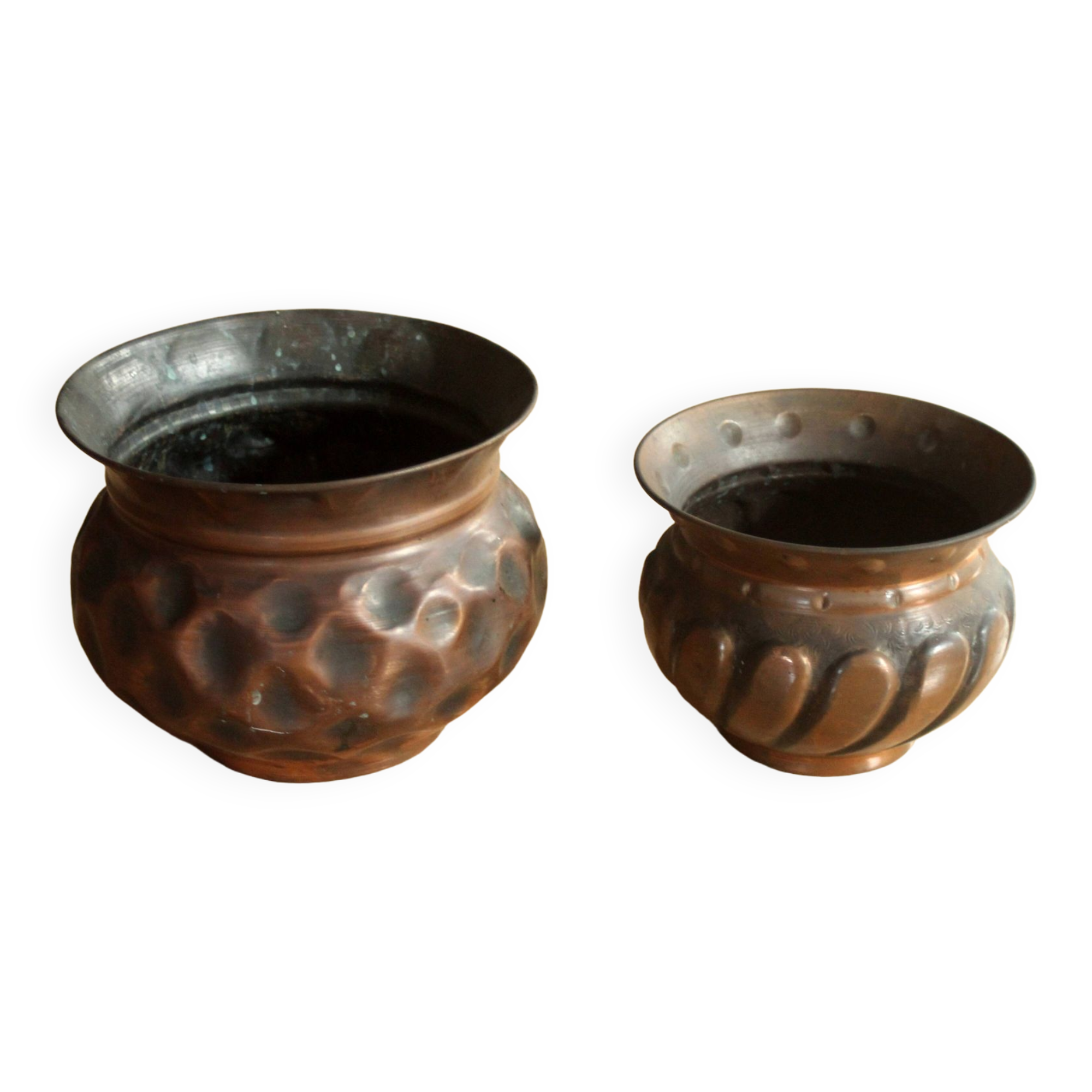 Set of 2 copper planters, vintage from the 60s
