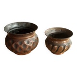 Set of 2 copper planters, vintage from the 60s