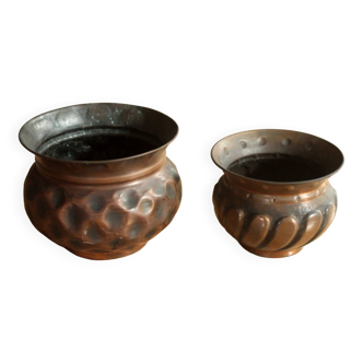Set of 2 copper planters, vintage from the 60s