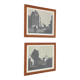 Set of 2 mid-century Erling Juhl wood prints in original larch wood frames / 1960s