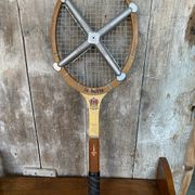 Old Tennis Racket LA HUTTE Imperial Wood + Zephyr Metal Protection #B766