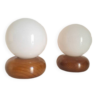 Paire lampes de chevet en bois