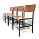 Ensemble de 4 chaises industrielles, Pays-Bas années 1970