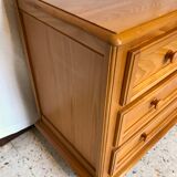 Vintage wooden chest of drawers 3 drawers round buttons country style