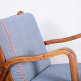 Pair of restored art deco armchairs designed by Jan Vanek, ash, czechia, 1940s