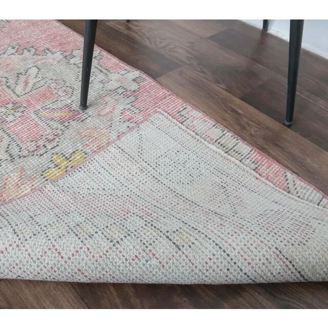 Pink Turkish Oushak Kilim Runner 59x299
