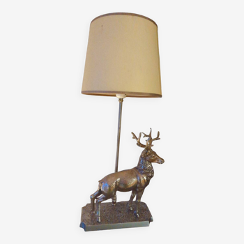 Lampe cerf en bronze argenté vintage