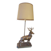 Lampe cerf en bronze argenté vintage
