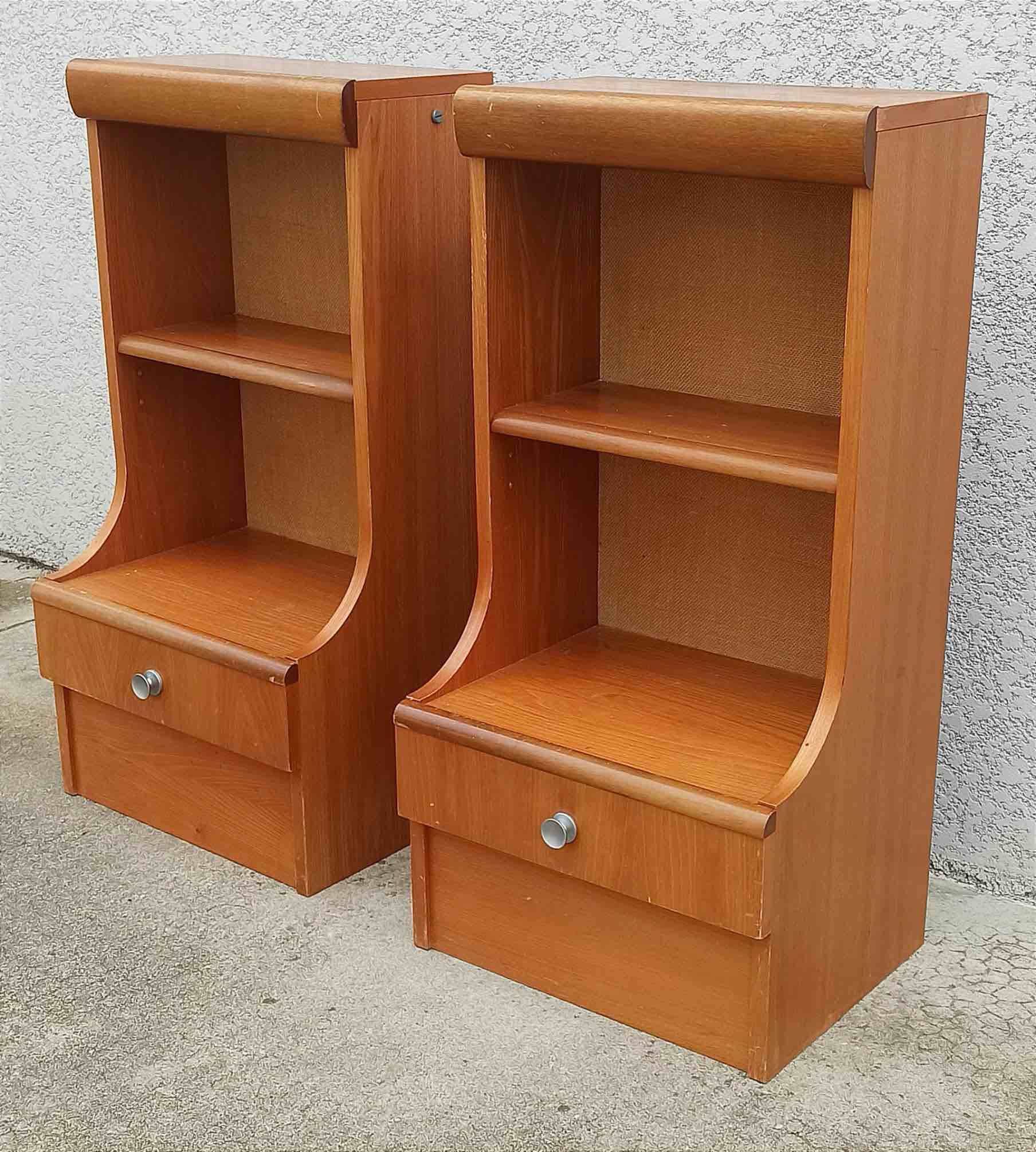 Pair of bedside tables with integrated lighting, 1970s.