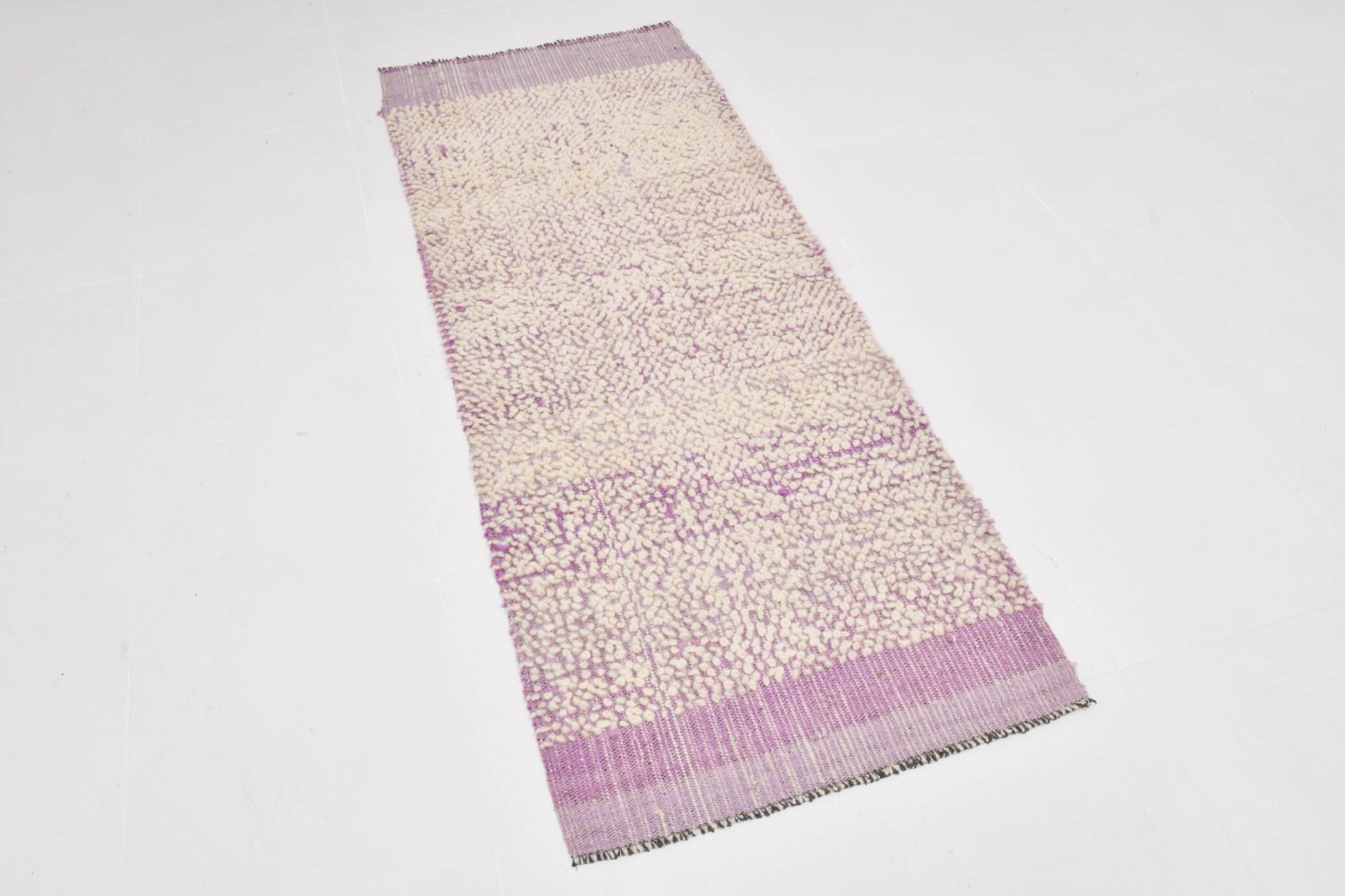 Tapis Kilim rose et beige 2x6, 68x178 cm