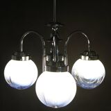 1960s Chrome Plated Chandelier with Murano Glass, Italy