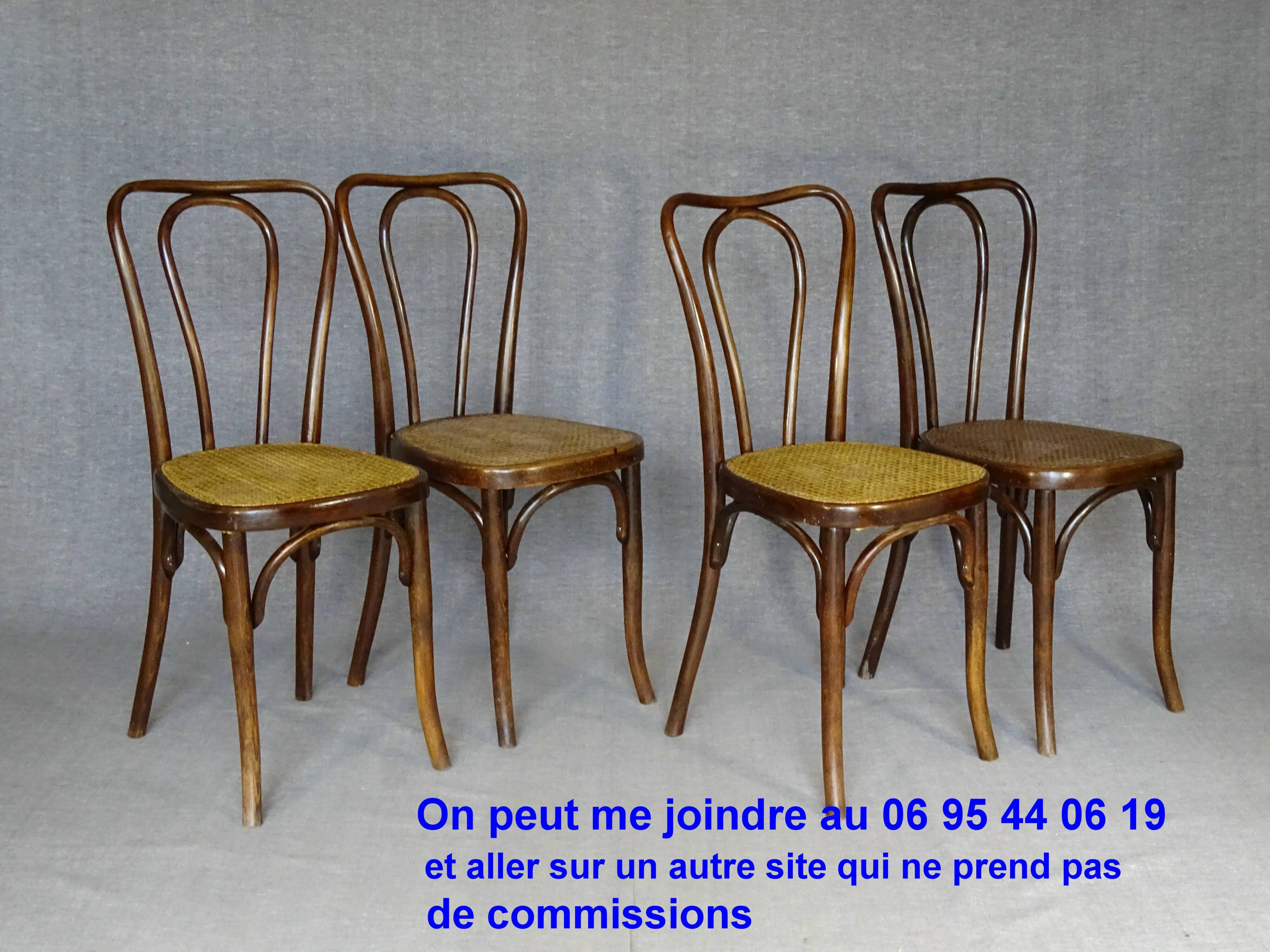 4 Thonet Mundus N°A 48 caned bistro chairs 1930