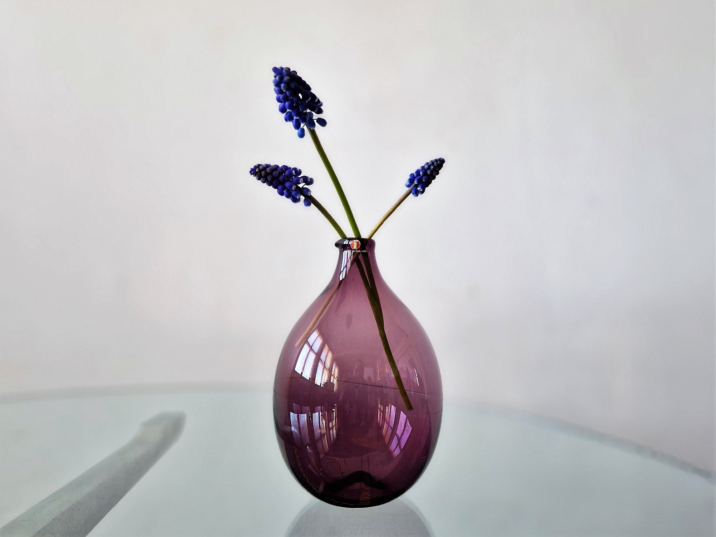 Purple Glass I-401 Bird Bottle or Vase by Timo Sarpaneva for Iittala, Finland, 1956