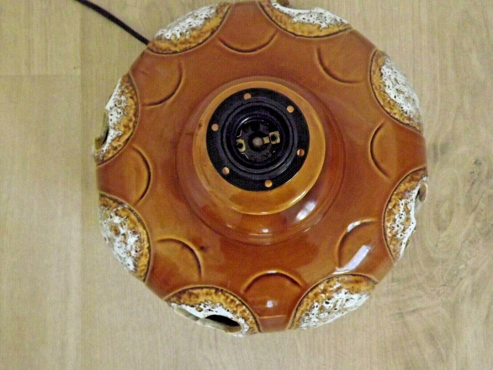 Vintage French 1960s standard lamp base in brown and cream ceramic 3462