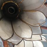 Pair of vintage appliques in metal and mother-of-Pearl