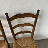 5 oak and straw chairs