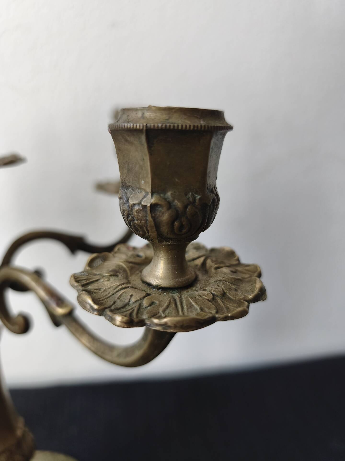 Five-branch candlestick, brass.