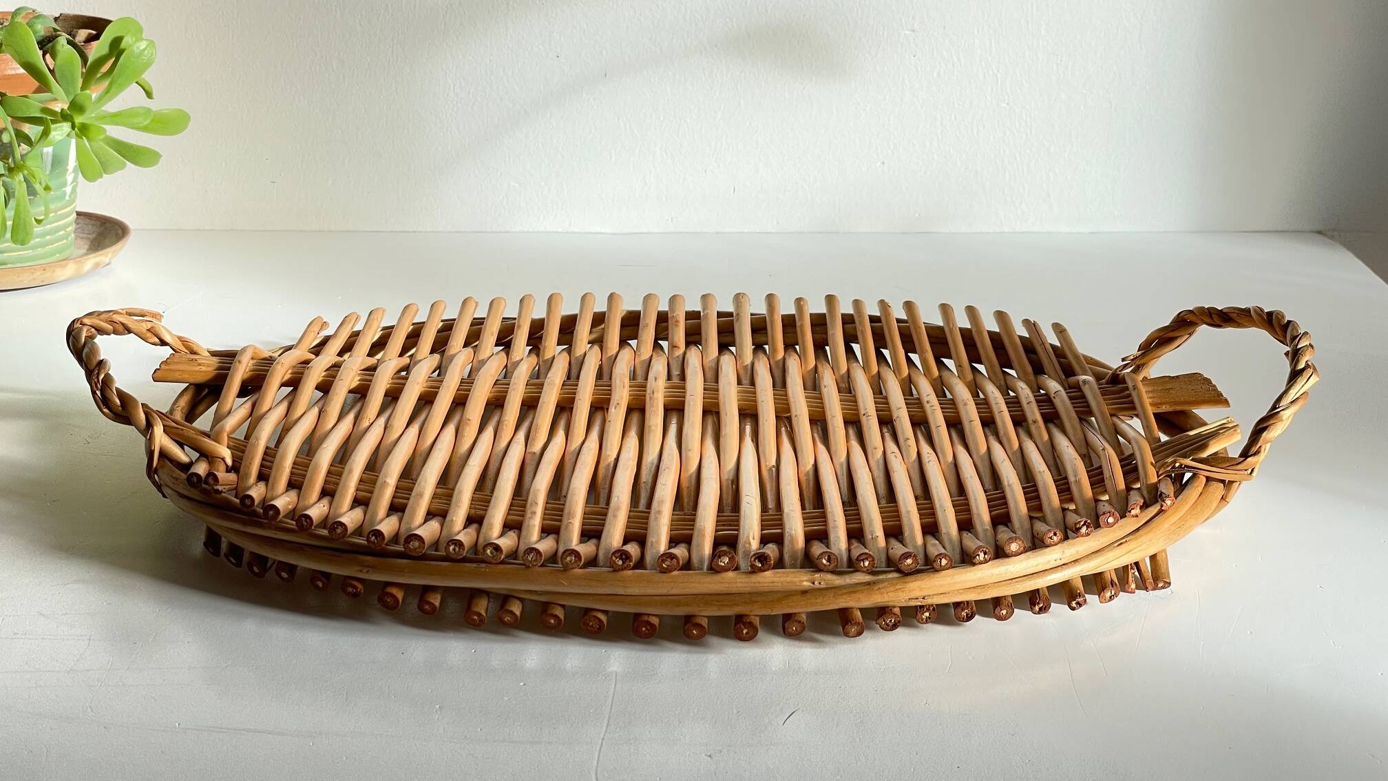 Vintage rattan presentation tray