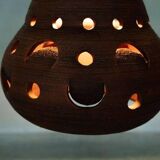 Suspended Japandi lamp in ceramic from the 60s/70s, vintage boho lamp.