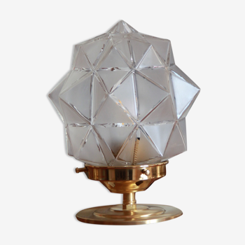 Lampe chevet appoint laiton globe verre étoile ancien art déco
