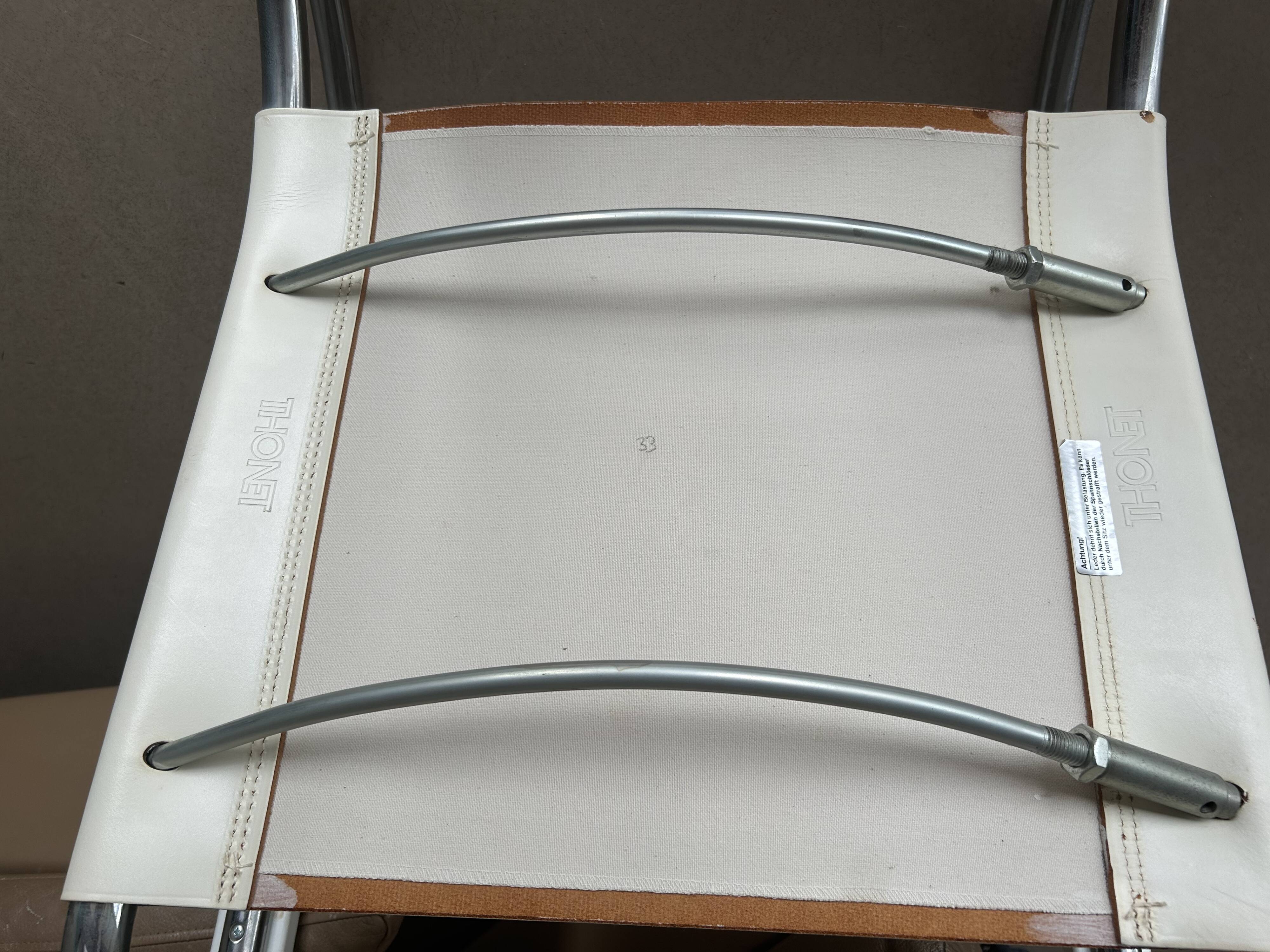 Mies van der Rohe armchair in white leather and chrome MR20 Thonet collection