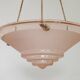 Vintage pink glass lamp with 3 cord hangers and pink ceiling 5001.