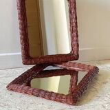 Pair of vintage rattan wicker mirrors