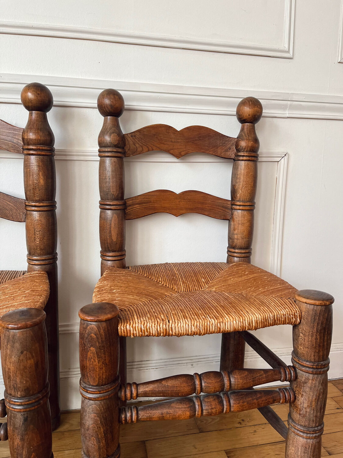 Pair of rustic chairs in the style of Charles Dudouyt.