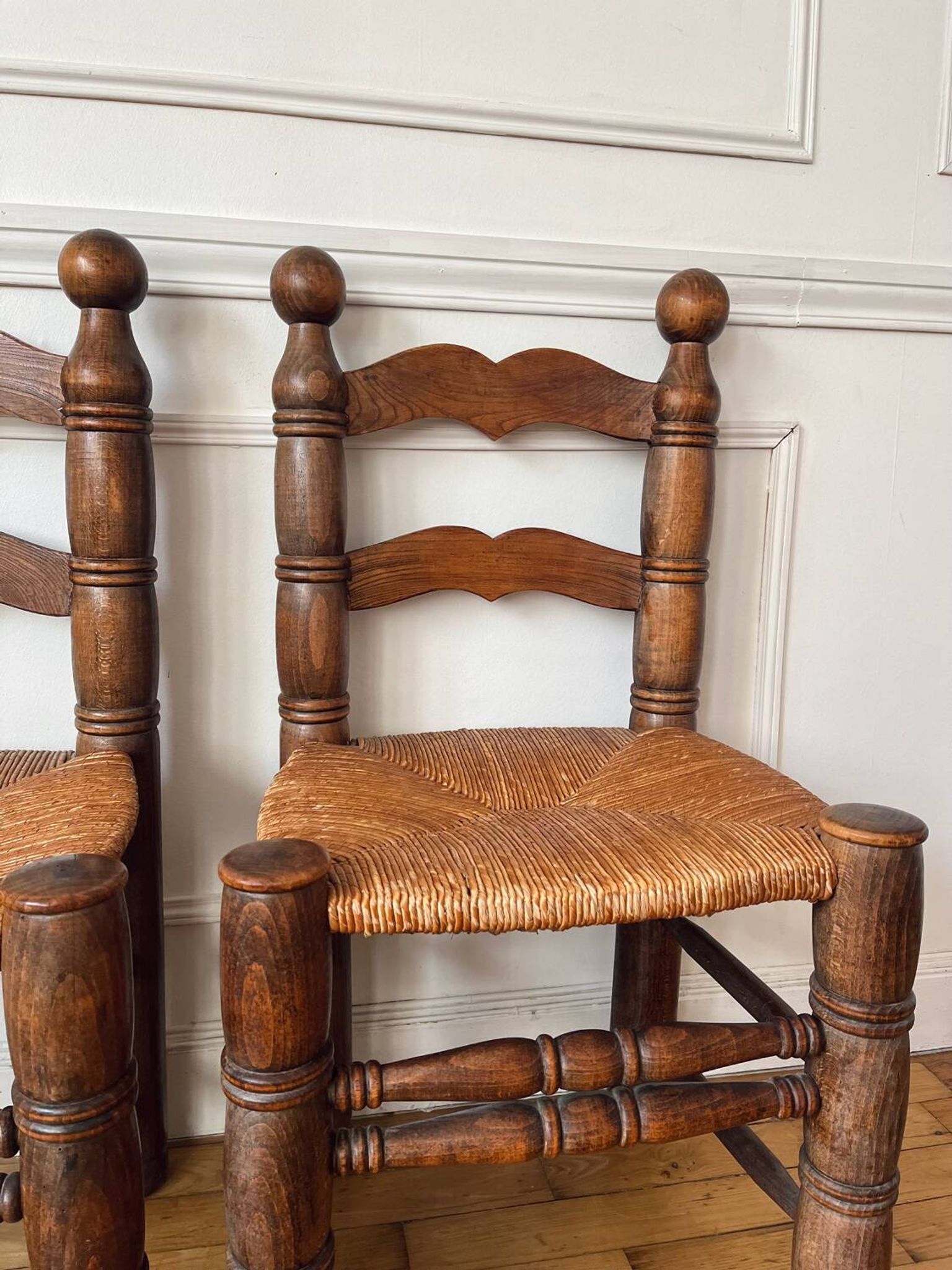 Pair of rustic chairs in the style of Charles Dudouyt.