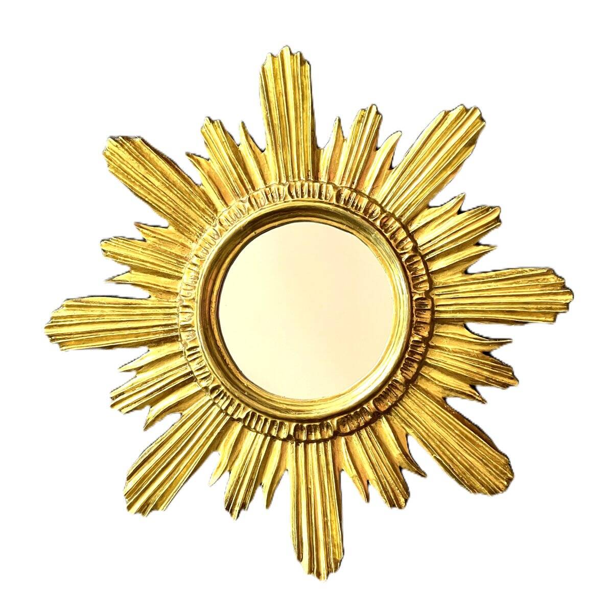 Wenz golden wood sun mirror, Germany, 1960s