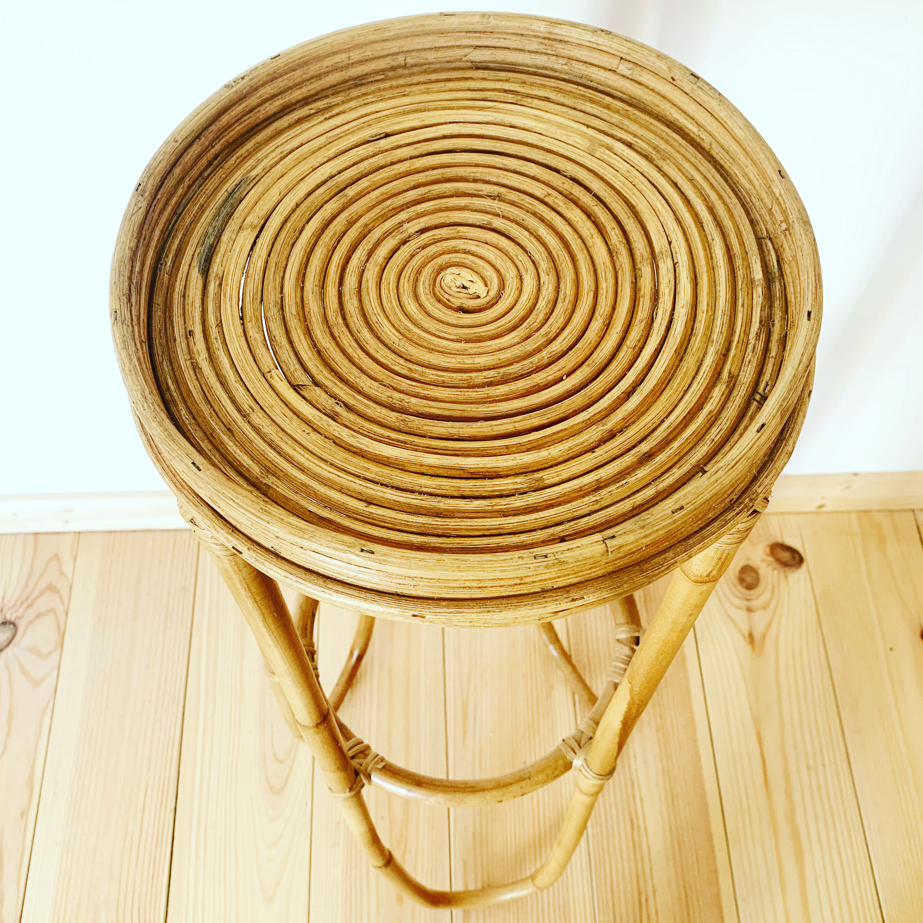 Vintage rattan plant holder