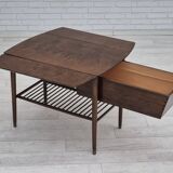 1950s, Danish foldable coffee table with drawer and shelf, original condition.