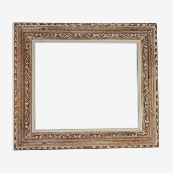 Old frame carved wood patinated Montparnasse style 74x65 cm, foliage 55.5x46.7 cm SB