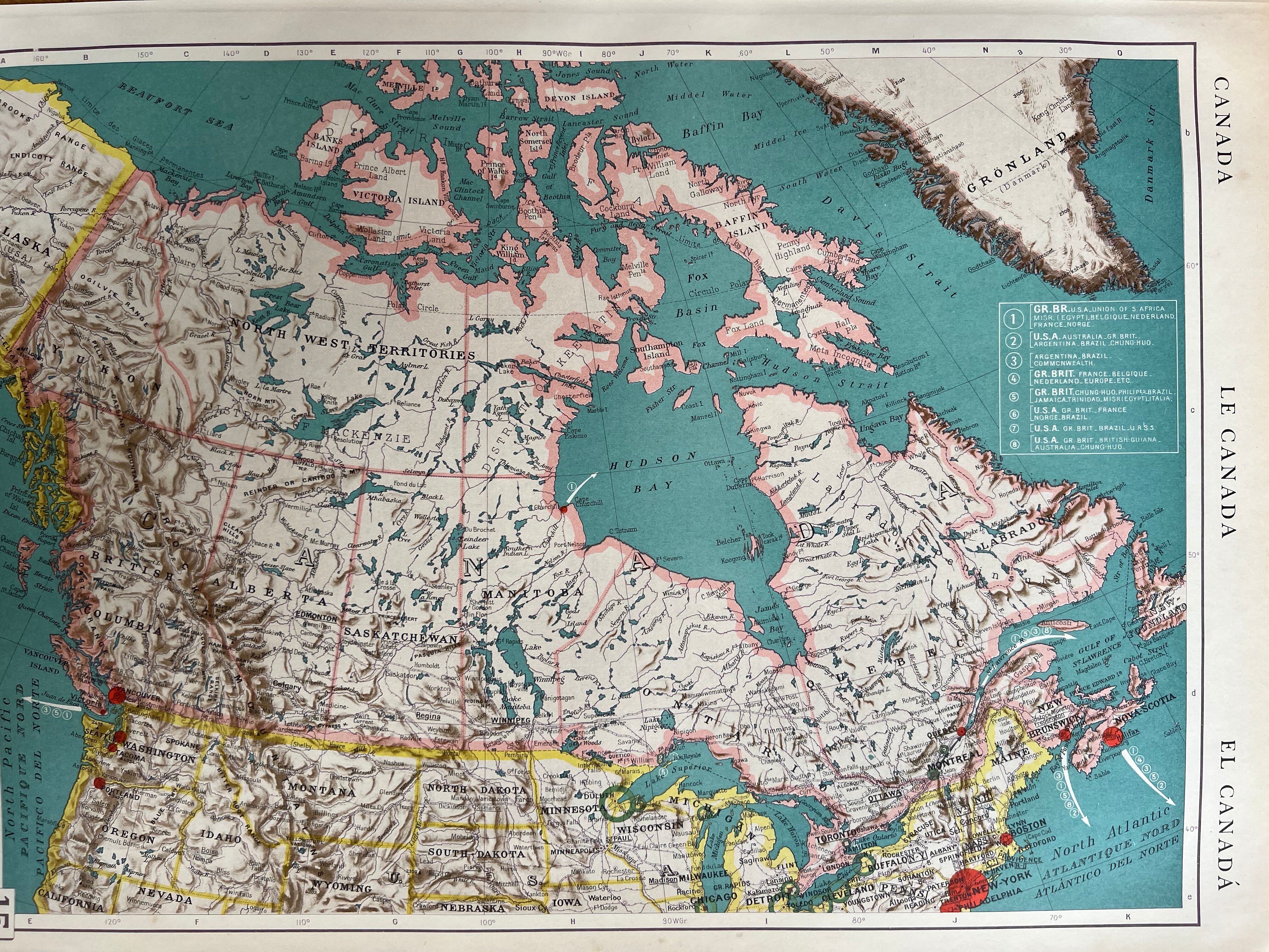 Old map of Canada — Import flows & Geography | Hudson Bay,