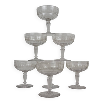 6 crystal champagne glasses